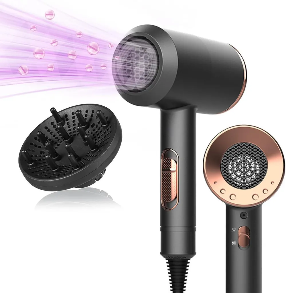 Sèche-cheveux ionique portable 1800W puissant pour voyage et maison