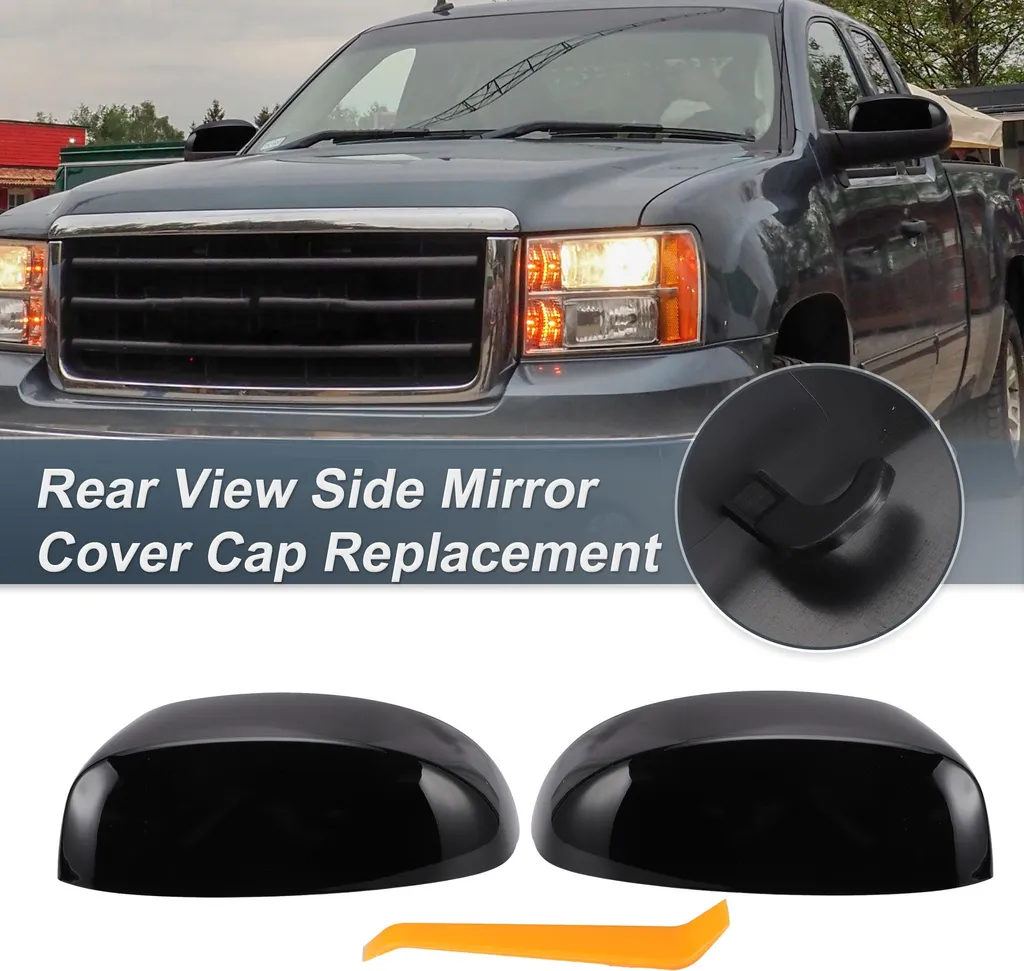 Protection Rétroviseur Noir Brillant pour Silverado et GMC Avalanche