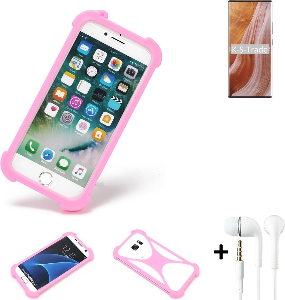 K-S-Trade Bumper + Kopfhörer kompatibel mit ZTE Axon 40 Ultra Handy Hülle Schutzhülle Silikon Schutz Hülle Cover Case Silikoncase Silikonbumper