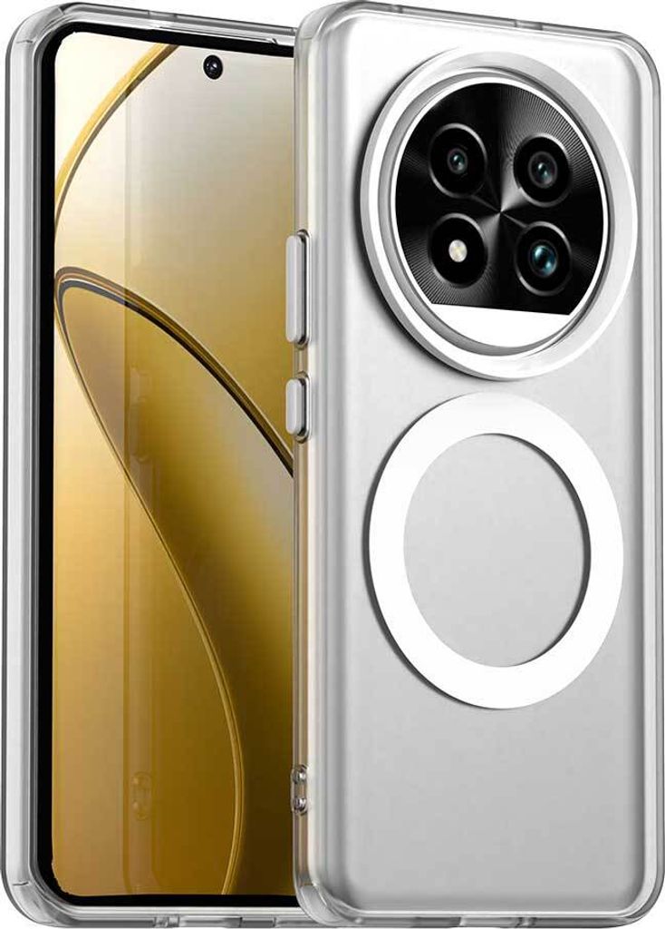 Magnetisch Hülle für Realme 13 Pro 5G, Schlank Durchscheinend Matt Stoßfest Handyhülle Weiß
