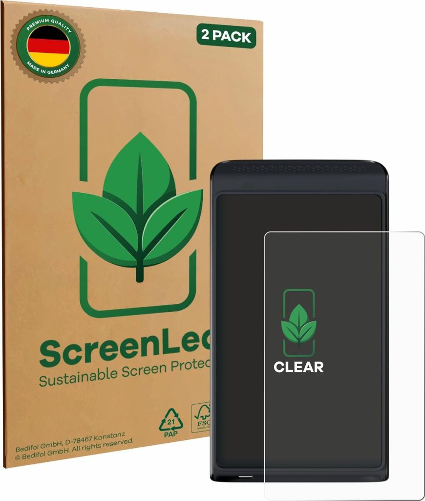 2x ScreenLeaf Schutzfolie für Vasco Translator Q1 nachhaltiger Displayschutz Display Schutz Folie Klar Transparent