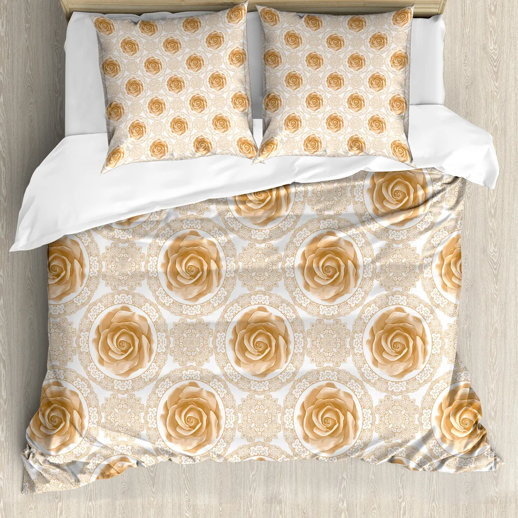 Copripiumino Antiacaro ABAKUHAUS Rose Barocche 200x200 Marrone