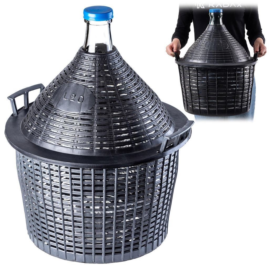 KADAX Balon Butla Gąsior Na Wino W Koszu z Zakrętką 20 L Zdjęcie produktu 