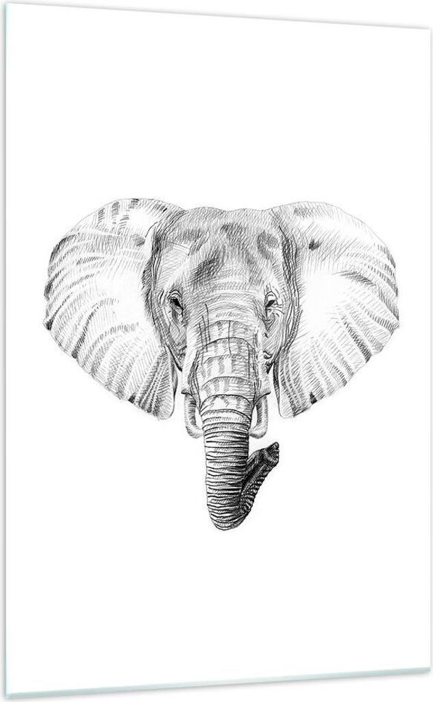 Bilder auf glas - Einteilig - Elefant Afrika Illustration Kinder - 70x100cm - Glasbilder - Wandbilder - Bilder - Wanddekoration aus Glas - Glas Bil...