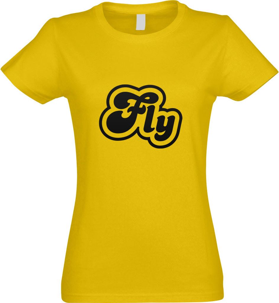 Kiwistar - T-Shirt tailliert - Damen - gelb - Fly Sein - mit Motiv Bedruckt - Funshirt Design - Sport - Freizeit - Damen - XXL