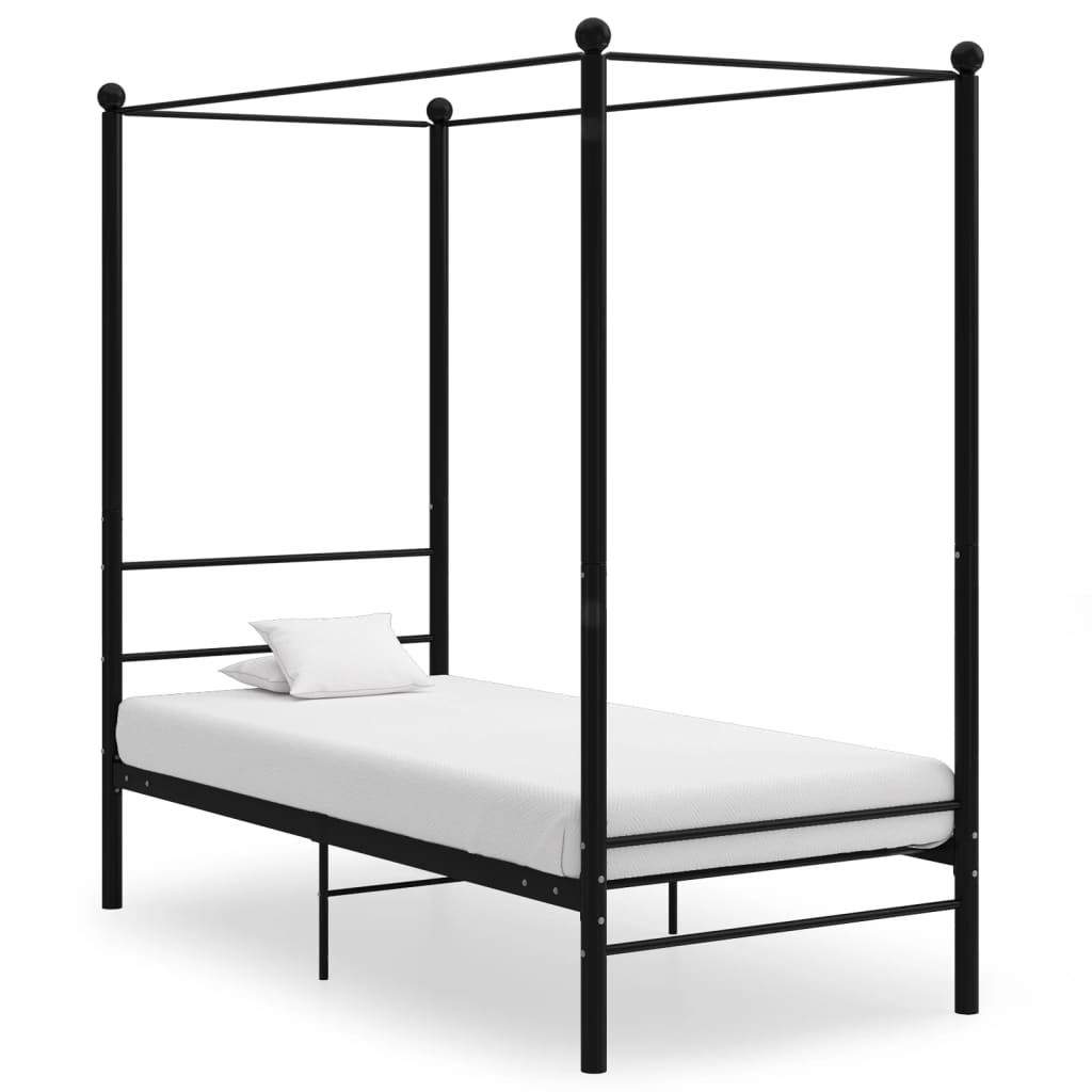Ankonbej Himmelbett Schwarz Metall 90x200 cm