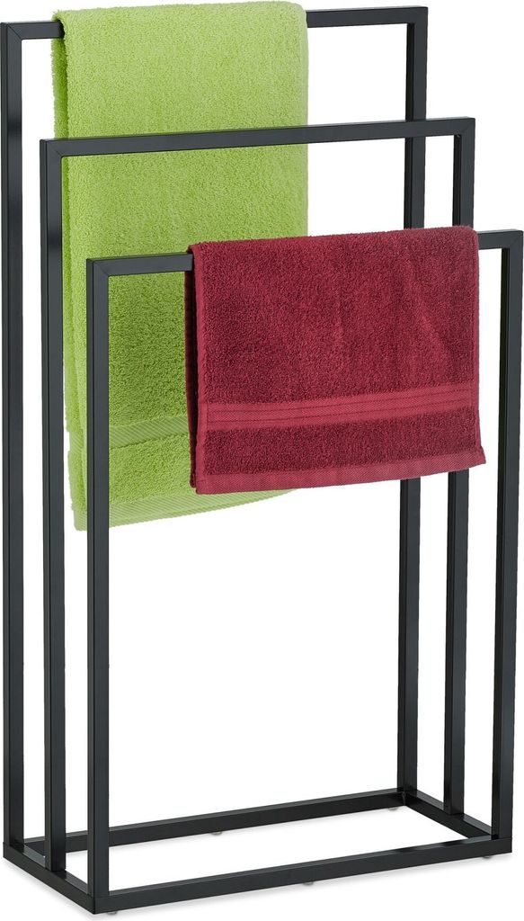 relaxdays Schwarzer Handtuchständer 3 Stangen