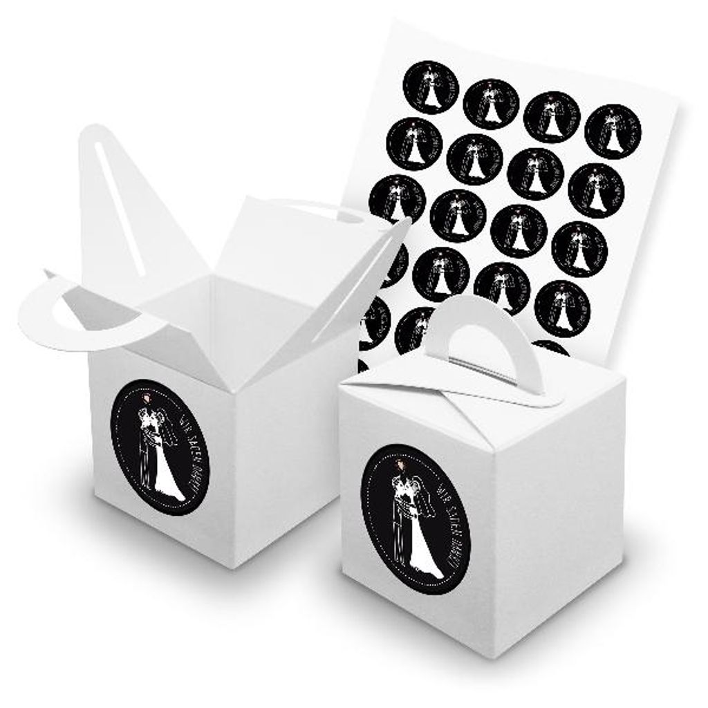 itenga SET 24x Würfelboxen mit Griff Weiß (V42) + Motivsticker (M25)
