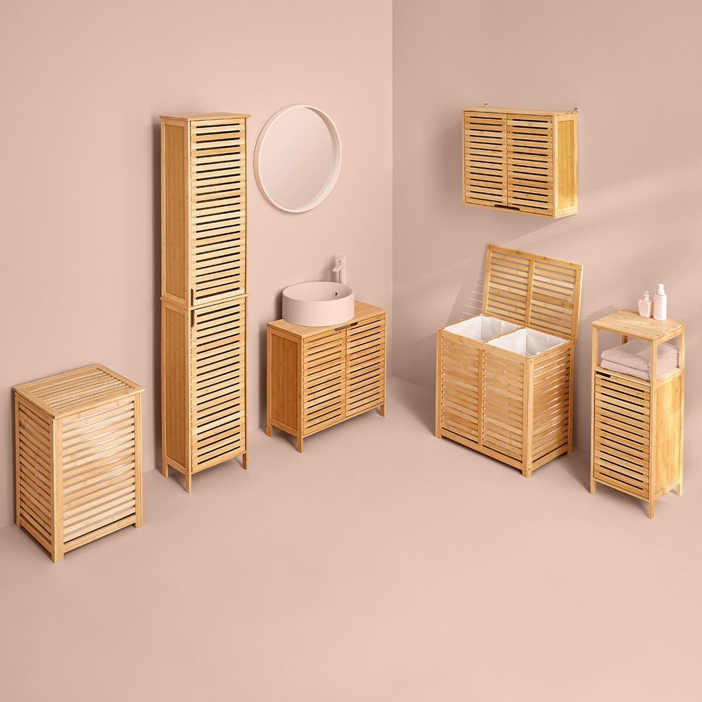 Dvojitý koš na prádlo 100 L, Bamboo Obrázek produktu 8