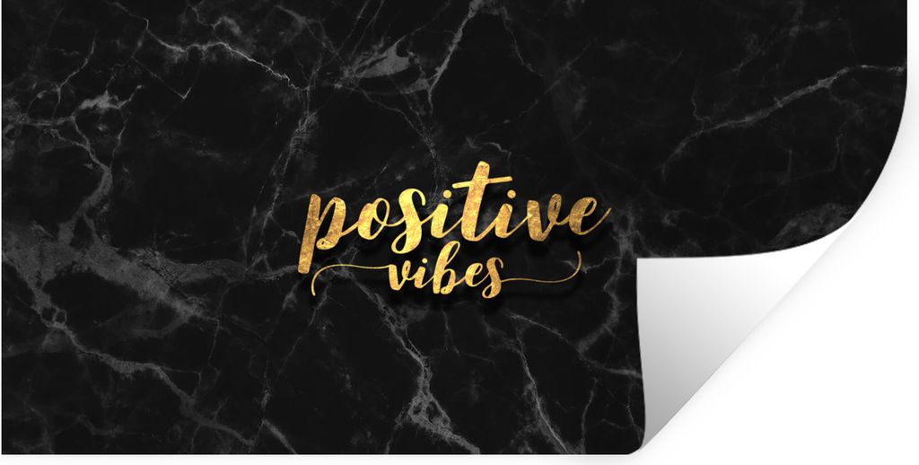 MuchoWow Wandtattoo Wandsticker Wandaufkleber Zitat - Positiv - Gold - Marmor 80x40 cm Selbstklebend und Repositionierbar - Aufkleber
