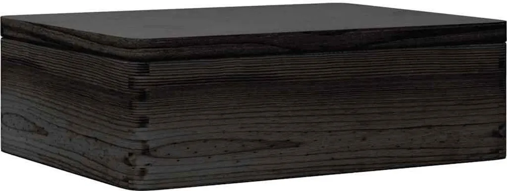 Caisse de rangement en bois naturel et couvercle noir 40x30x13 cm en Pin