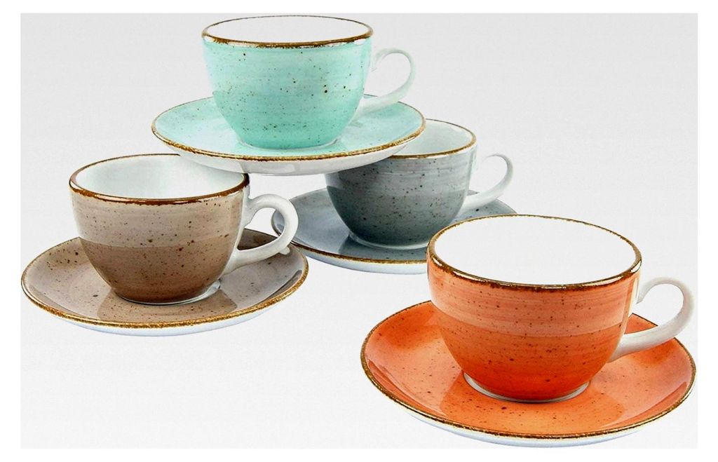 Vintage Nature Serie, 8-teiliges Geschirrset, Kaffeetassen Set aus Porzellan, spülmaschinen- und mikrowellengeeignet, hergestellt in Europa