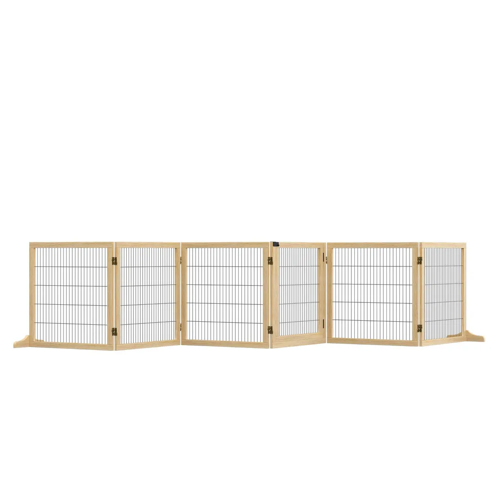 Barrière pour chiens pliable en bois naturel et métal noir Fortuna Lai