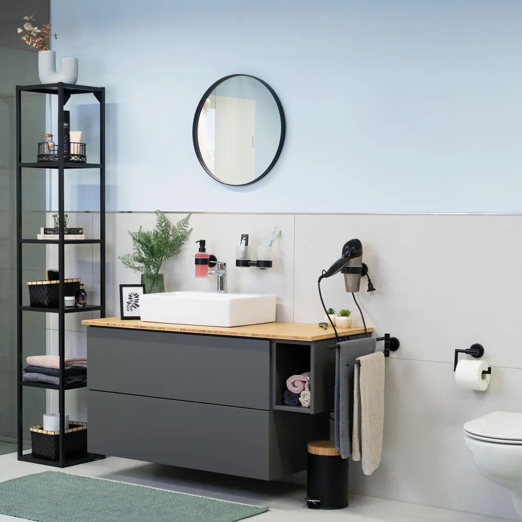 Portarotolo Bagno Nero Opaco bremermann PIAZZA BLACK - Qualità 18/10 - 8