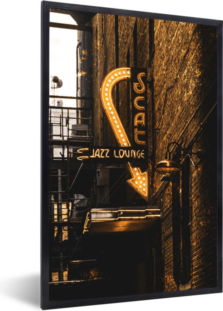 MuchoWow MuchoWow Gerahmtes Poster Goldener - Teller - Stadt 20x30 cm - Poster mit zchwarzem Bilderrahmen - Drucken - Bilder Poster im Rahmen