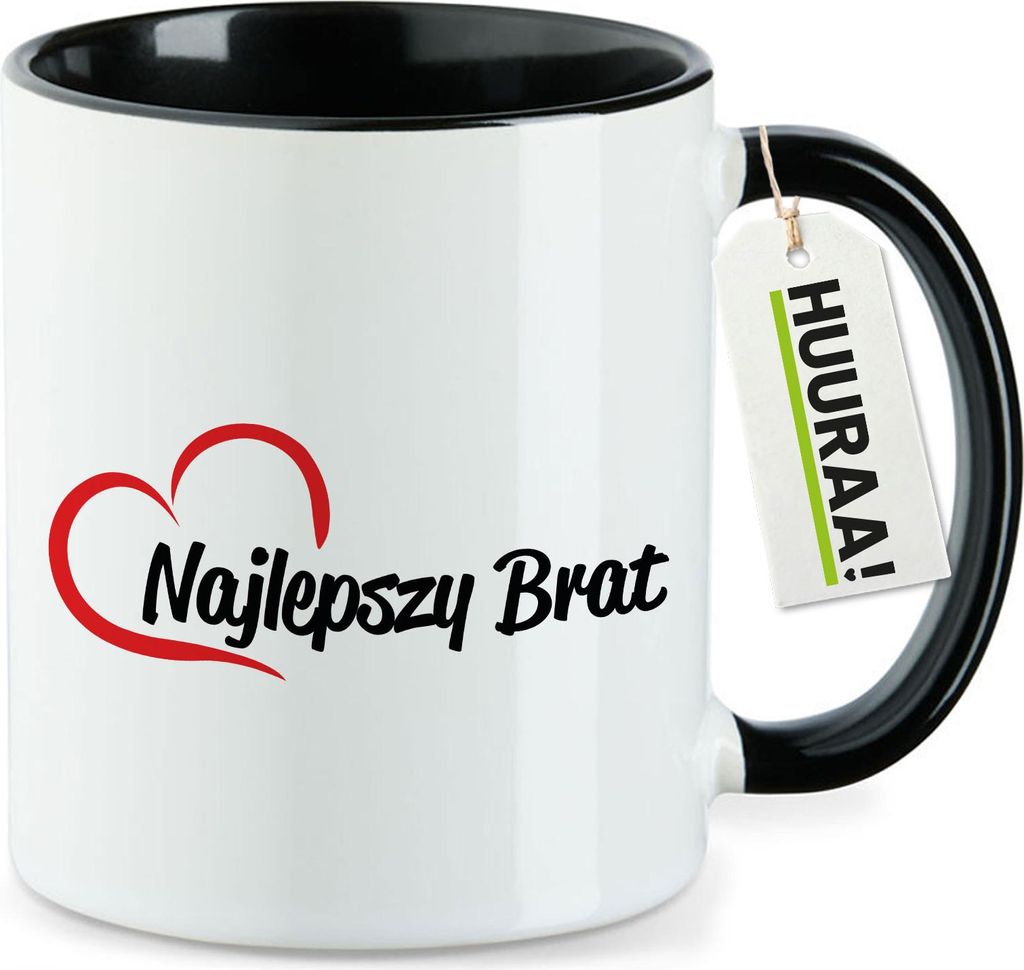 Huuraa Kaffeetasse Najlepszy Brat Serce 330ml Schwarz Keramik Kaffeebecher Geschenkidee