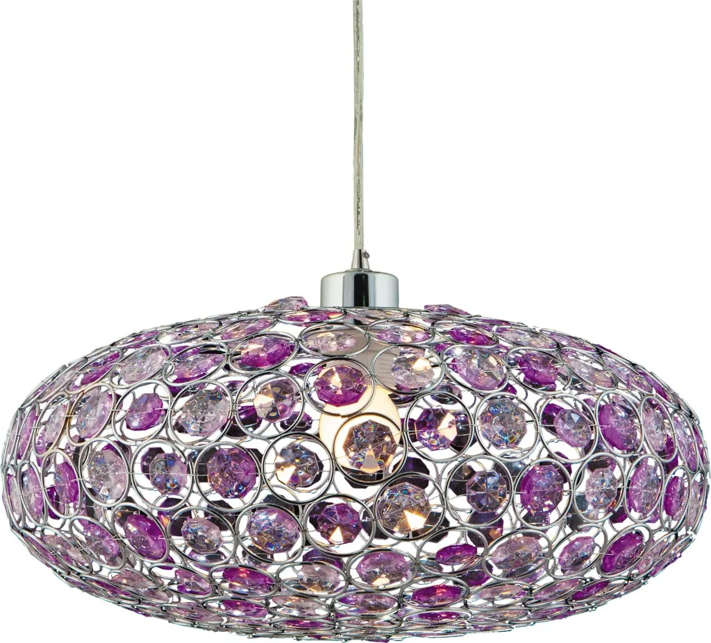 Luminaire suspendu design avec cristaux et finition chrome poli Cristy