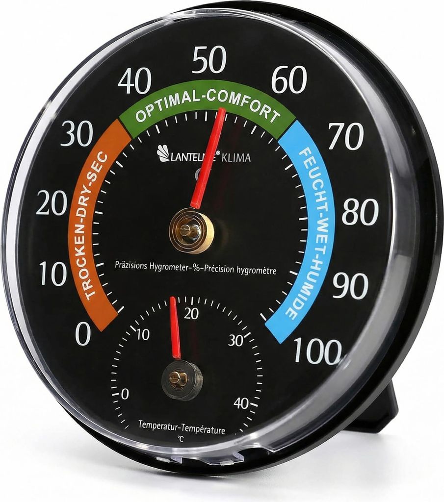 Kombi Hygrometer Thermometer Analog zum aufhängen oder stellen Temperatur und Luftfeuchtemesser für Innen Wohnung Zimmer Keller Speicher Weinkeller