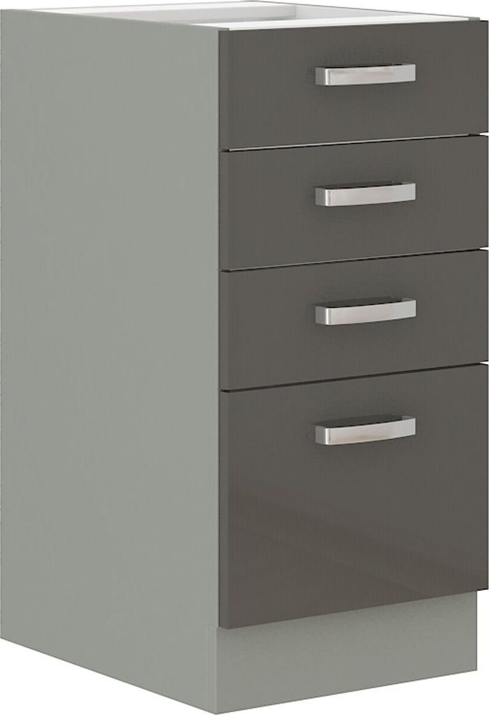 Grey Bianca Küchenunterschrank, Grau Hochglanz, 40 cm x 82 Produktbild 