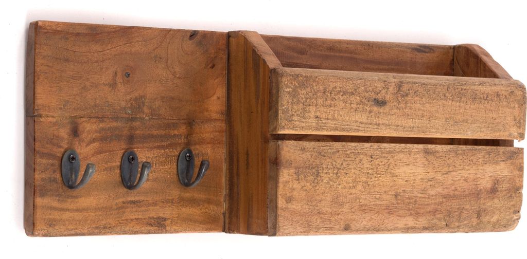 SCHLÜSSELBRETT "LINO" | mit 3 Haken | Holz Wandgarderobe Produktbild 