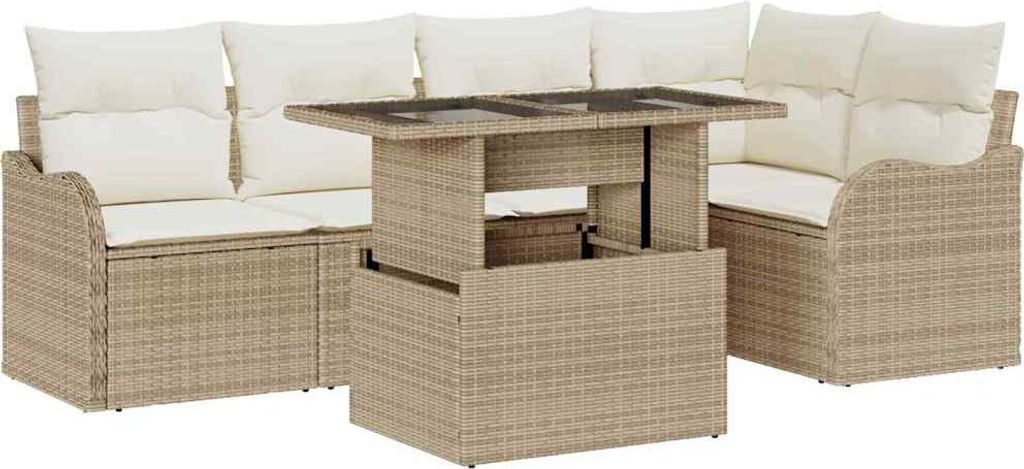 "SALE 2026" Gartensofa Set - Balkonmöbel/Loungeset - elegantes Design - mit Kissen mit Kissen 6 pcs Beige Poly Rattan - 121x62x85cm - Gartensofas ...
