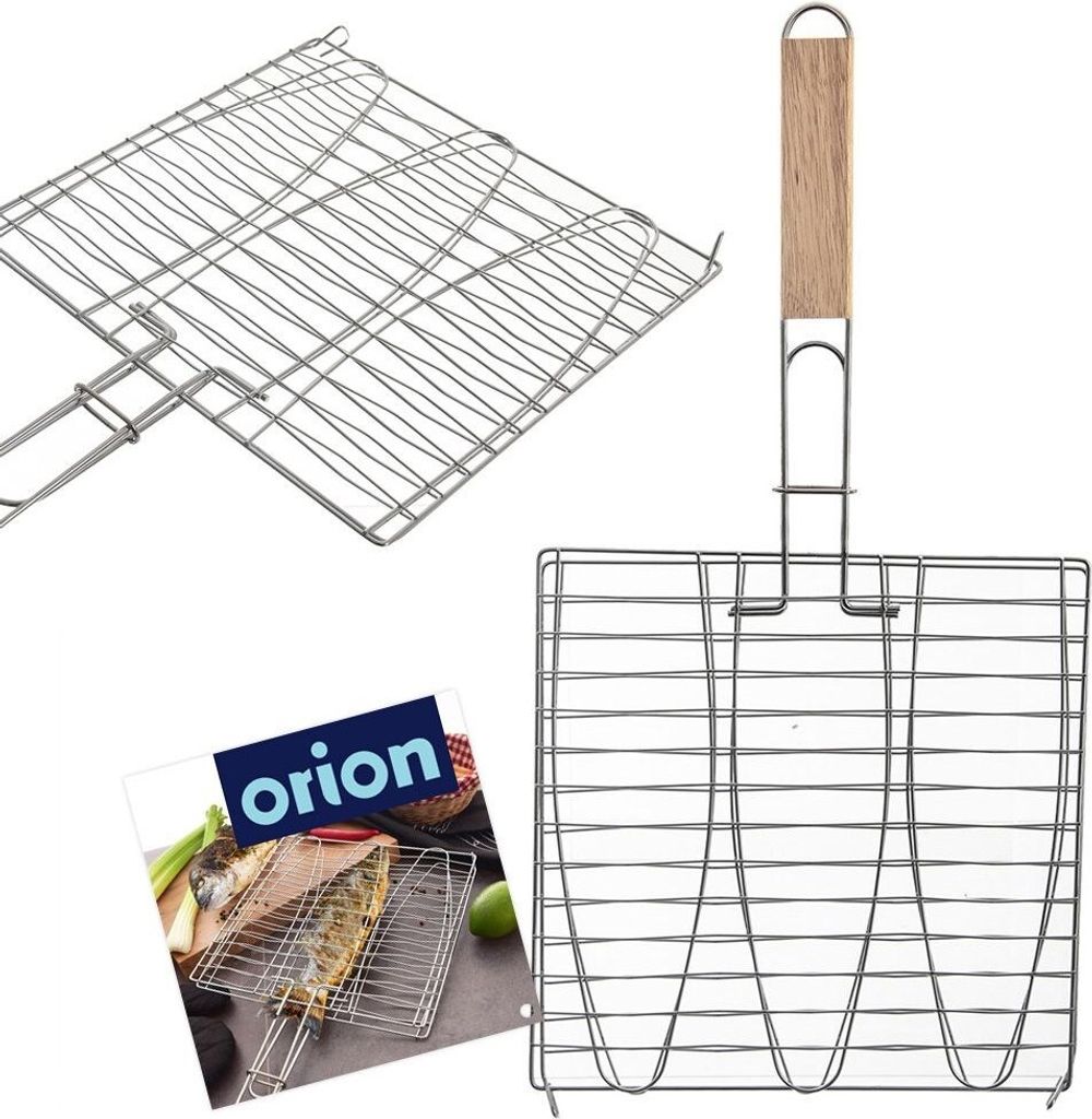 Orion Grillrost Grillgitter Rost zum Grillen von Fisch aus Metall 28x55,5 cm