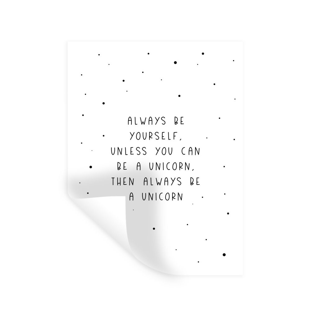 MuchoWow Wandtattoo Wandsticker Wandaufkleber Sprichwörter - Sei immer du selbst - Einhorn - Zitate - Mädchen 60x80 cm Selbstklebend und Reposi...