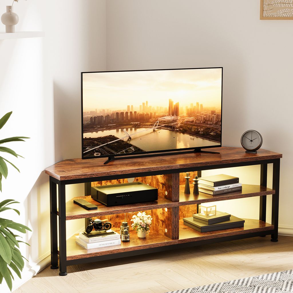 Dripex TV Eckschrank Lowboard mit LED-Beleuchtung, TV Produktbild 
