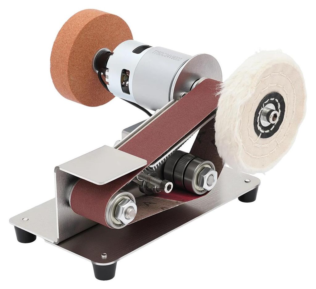 Mini Bandschleifer - Tisch-Bandschleifmaschine - 30x330 mm Schleifband - 775 Kupfer-DC-Motor - 7-stufige Geschwindigkeit - verstellbarer Arbeitstis...