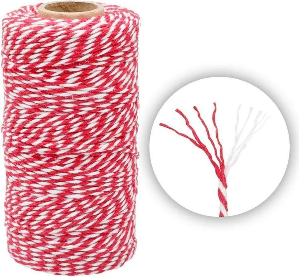 Ficelle de décoration Noël 100m en coton bicolore - Cordon de tirage - 3
