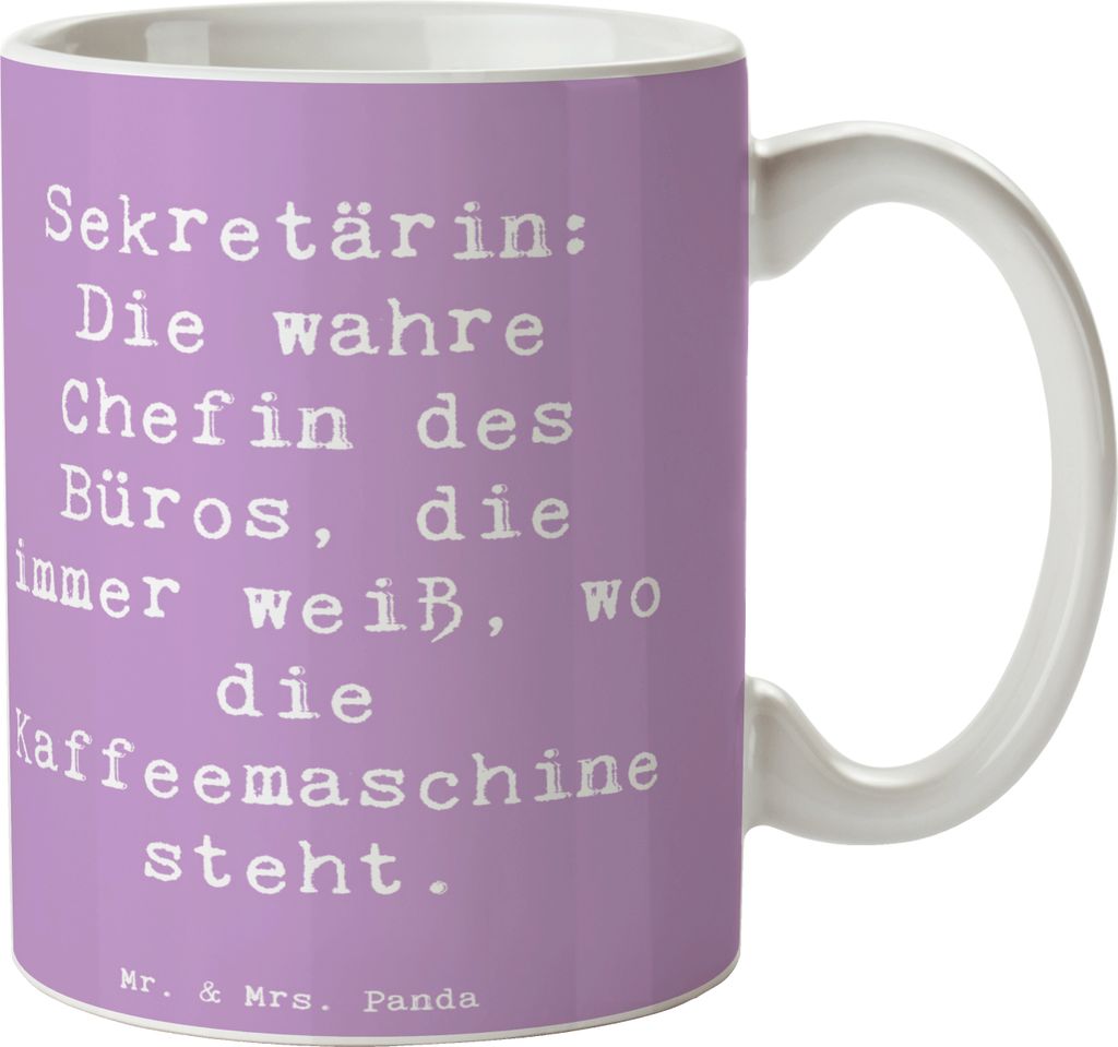 Mr. & Mrs. Panda Kaffeetasse Spruch Sekretärin Chef - Lavendeltraum - Geschenk, Tasse, Beruf, Organisationstalent, Becher, Büroorganisation, wahr...