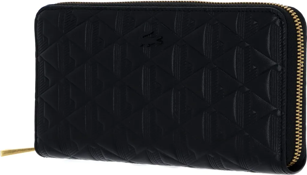 Lacoste Pelle Portafoglio Zip Wallet Noir - Portafoglio Uomo Originale