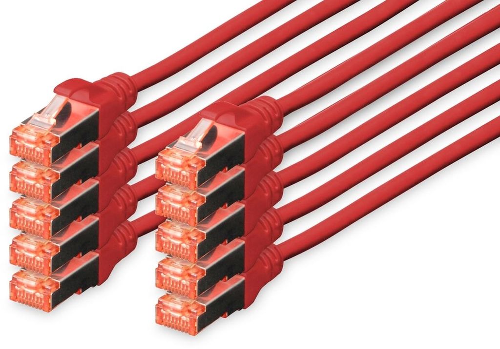 Digitus CAT 6 S/FTP Patchkabel, 10 Stück, 0,25 m, Cat6, Produktbild 