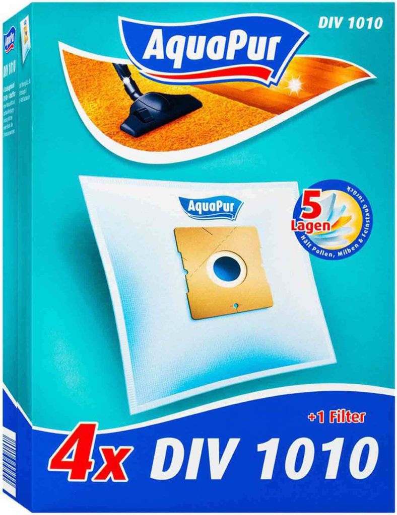 Aquapur Staubsaugerbeutel 4 Tüten + 1 Abluftfilter DIV 1010