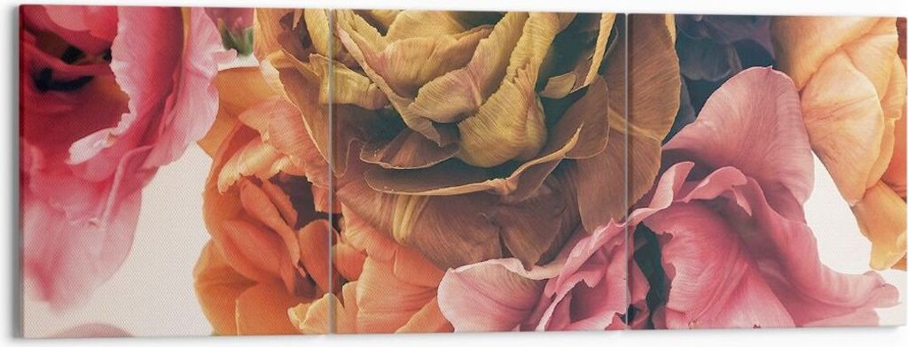 Bild auf Leinwand - Leinwandbild - 3 Teile - Blumenstrauß Blumen Braut - 150x50cm - Wand Bild - Wanddeko - Wandbilder - Leinwanddruck - Bilder - W...