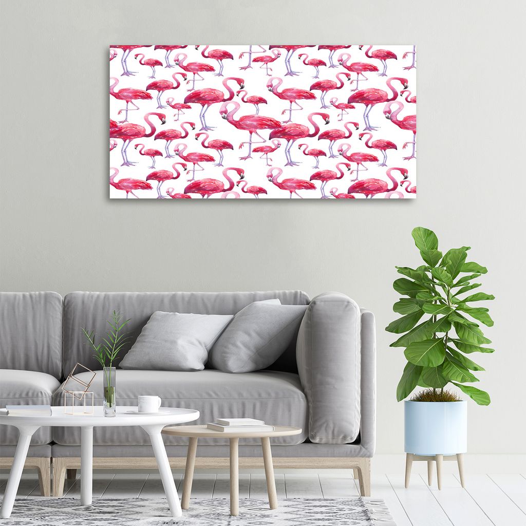 Tulup Leinwandbild -100x50 cm - Wandkunst - Drucke auf Leinwand - Leinwanddruck - Tiere - Rosa - Flamingos