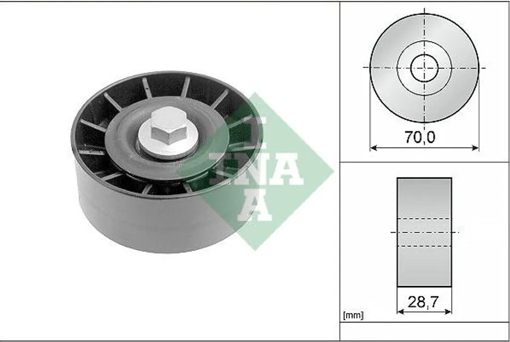 Rouleau de guidage INA 532 0254 10 pour courroie crantée Ford Transit
