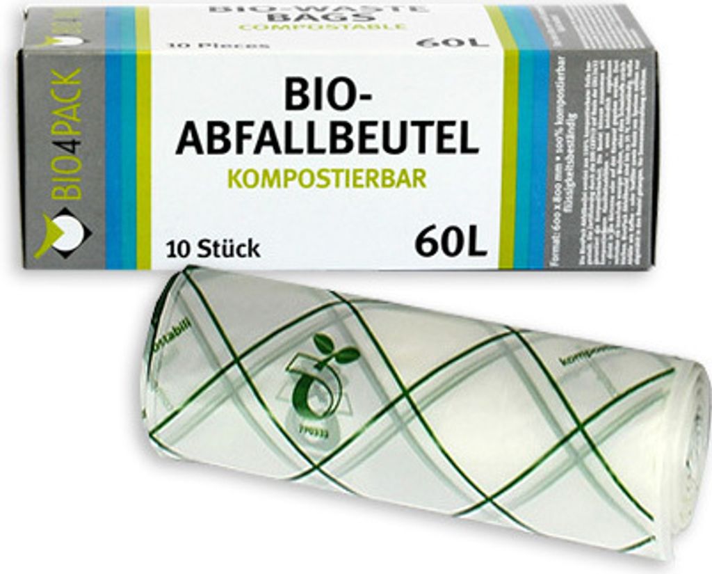 60 L Abfallbeutel 10er Pack / Müllbeutel / Mülltüte / Biobeutel / Kompostbeutel / Bio4Pack