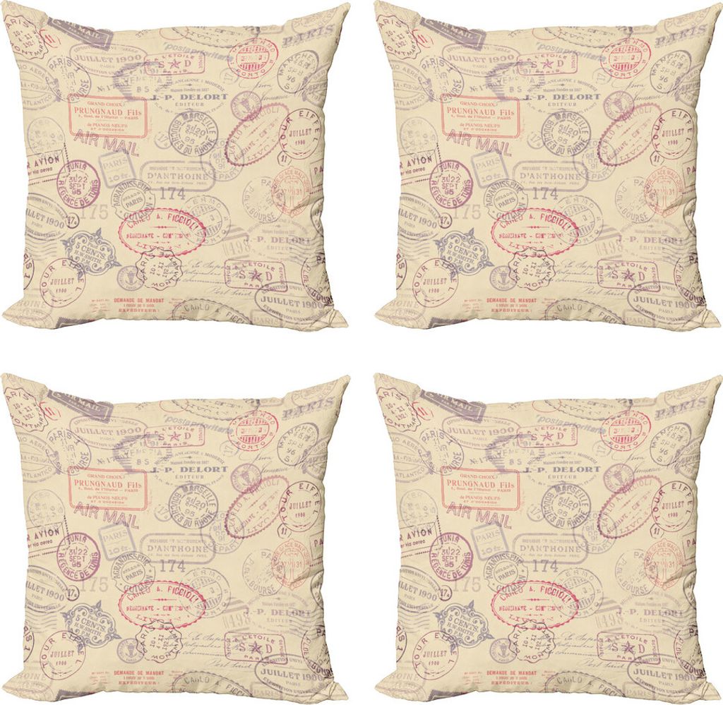 ABAKUHAUS Jahrgang Kissenbezug Set (4 Stück), Retro Inspired Porto, Moderner Doppelseitiger Digitaldruck, 60 cm x 60 cm, Mehrfarbig