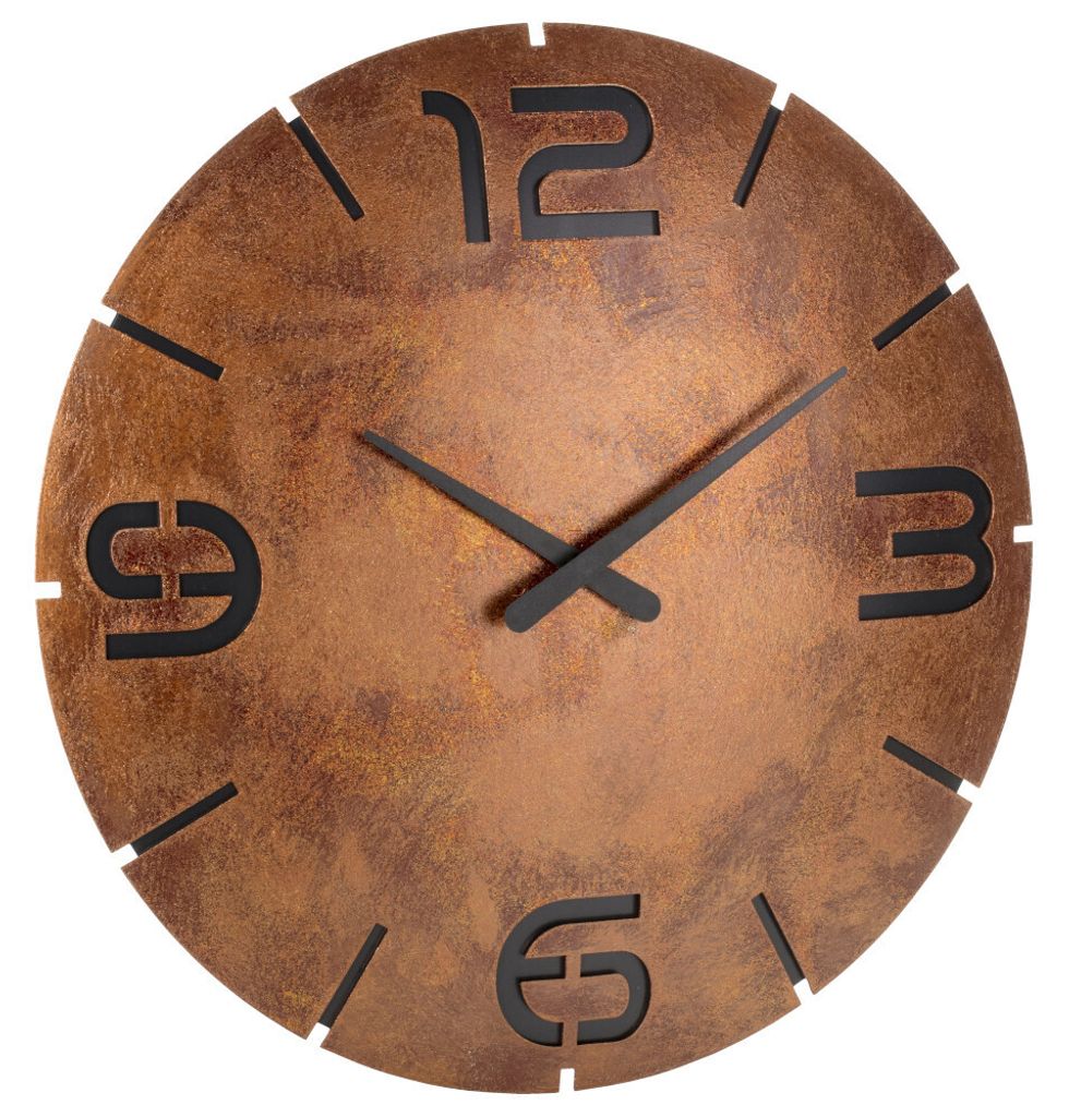 Analoge Design Funk-Wanduhr 350 mm Contour TFA 60.3536.08.01, Rost-Optik, schwarze Ziffern