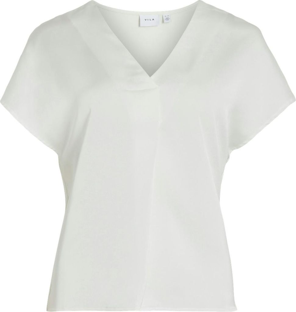VILA Satin Bluse Glänzendes Kurzarm Shirt Top Oberteil VIELLETTE Größe: 34