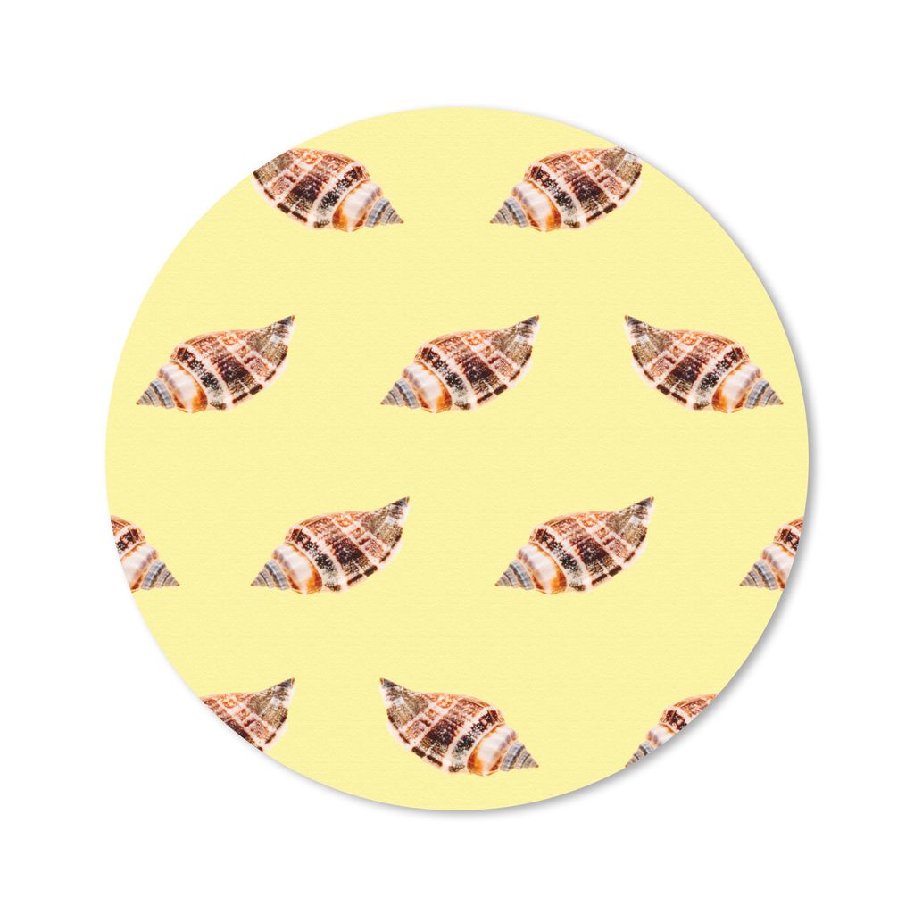 MuchoWow Mauspad Mousepad Muscheln - Muster - Gelb 50x50 cm - Mousepads - Maus Mat - Pad - Mausunterlage - Vinyl