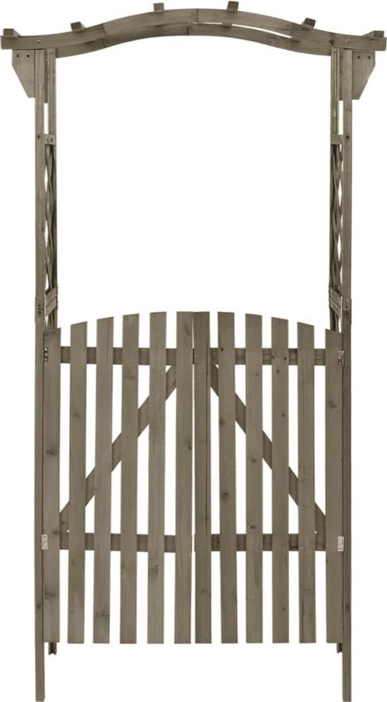 vidaXL Pergola mit Tor 116x40x204 cm Grau Massivholz Tanne