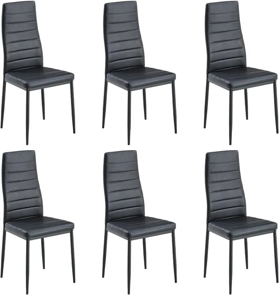 Chaise de Cuisine Rembourrée Noire Lot de 6 pour Salle à Manger Design
