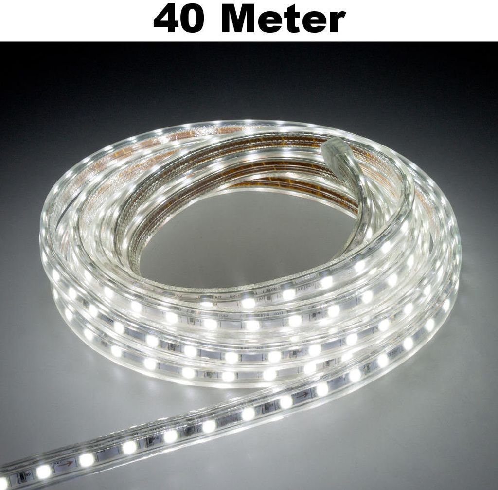 Leuchtstreifen SMD2835 60 LED/Meter LED Strip Stripe Lichtleiste Lichterkette Lichtband Lichtstreifen Band Weiß 40 Meter Länge Komplett Set