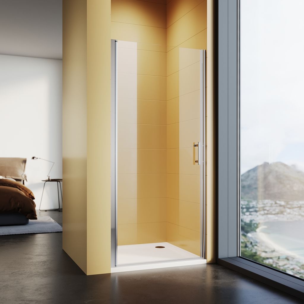 SONNI Dusch-Drehtür 90x185cm, Dusche Nischentür, mit Verstellbereich, DuschkabineDuschabtrennung, Duschtür, Nano Glas, Lotus-Effekt Nano Beschic...