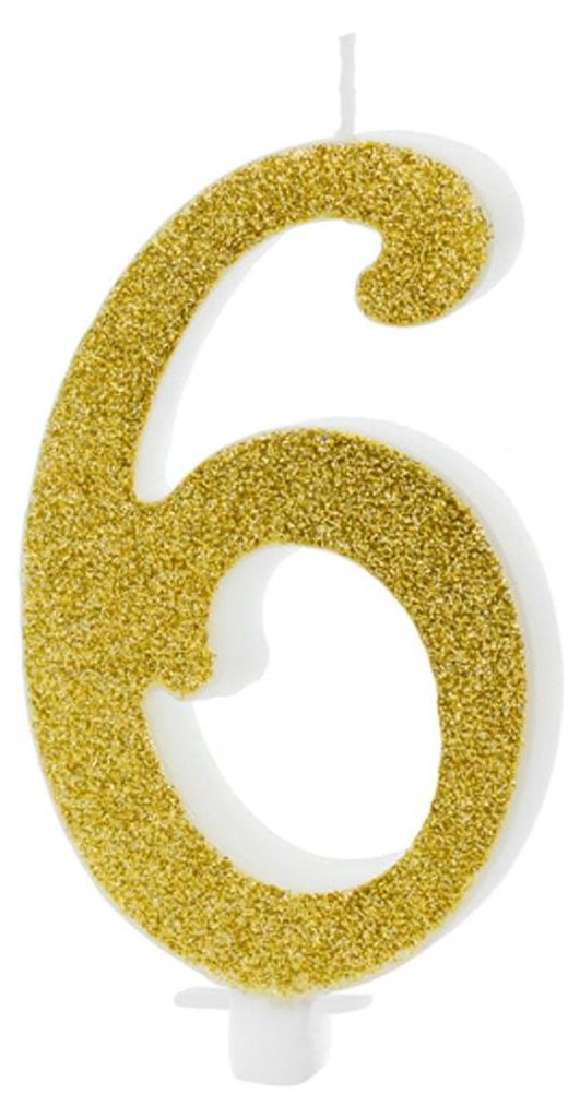 Geburtstagskerze Zahlen 0 bis 9 gold glitzernd 10cm
