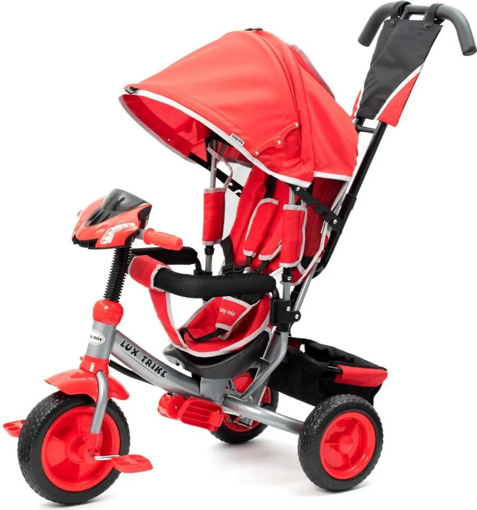 Tricycle Évolutif Bébé Rouge Baby Mix Lux Trike avec Phares LED Design