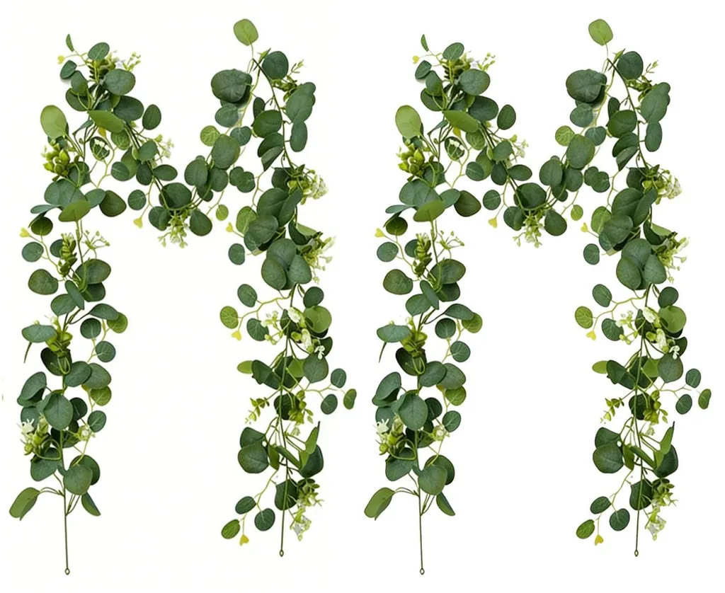 Couronne végétale artificielle eucalyptus 1,8m sans entretien lot de 2