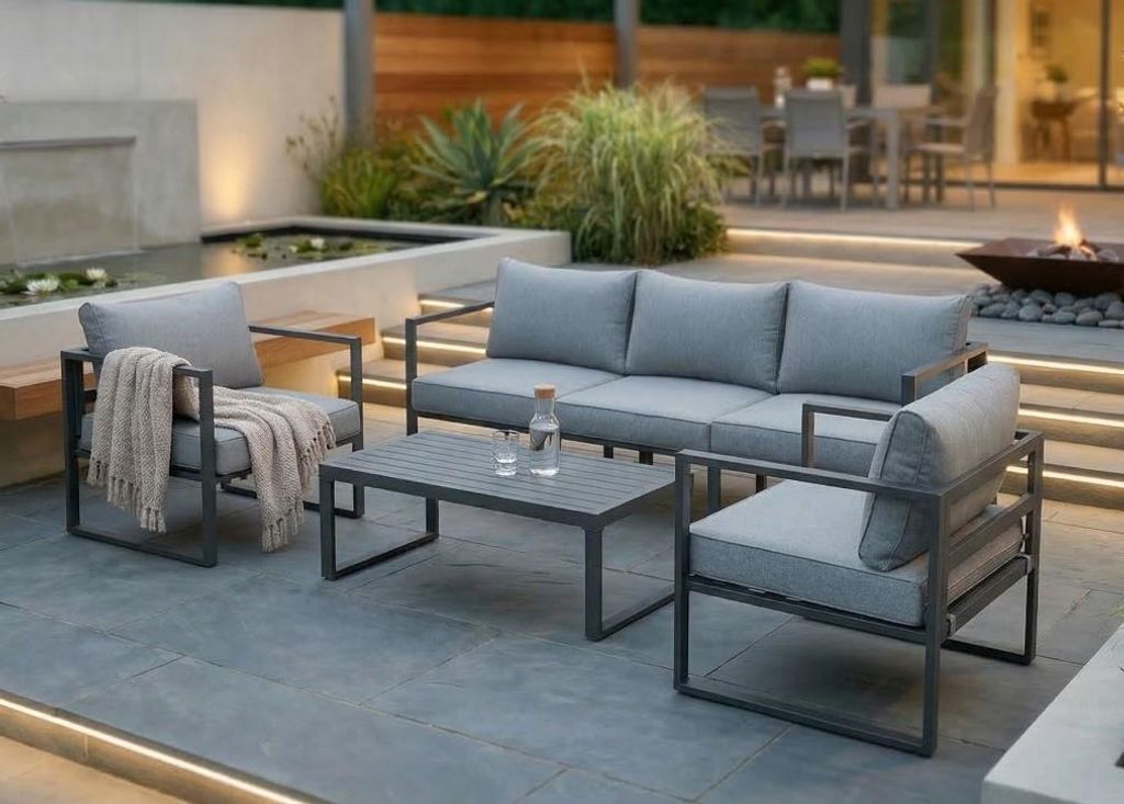 Jet-Line Gartenmöbel Lounge Garten KRETA II hellgrau Aluminium